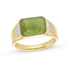 Men's Sideways Emerald-Cut Jade and 0.085 CT. T.W. Diamond Collar Ring in 14K Gold