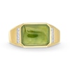 Men's Sideways Emerald-Cut Jade and 0.085 CT. T.W. Diamond Collar Ring in 14K Gold