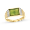 Thumbnail Image 0 of Men's Sideways Rectangular-Cut Jade and 0.145 CT. T.W. Diamond Collar Ring in 14K Gold