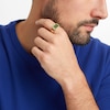 Thumbnail Image 1 of Men's Sideways Rectangular-Cut Jade and 0.145 CT. T.W. Diamond Collar Ring in 14K Gold