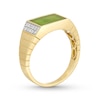 Thumbnail Image 2 of Men's Sideways Rectangular-Cut Jade and 0.145 CT. T.W. Diamond Collar Ring in 14K Gold