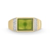 Thumbnail Image 3 of Men's Sideways Rectangular-Cut Jade and 0.145 CT. T.W. Diamond Collar Ring in 14K Gold