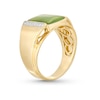 Men's Baguette-Cut Cabochon Jade and 0.115 CT. T.W. Diamond Collar Ring in 14K Gold