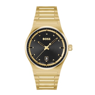 Men's Hugo Boss Candor Gold-Tone IP Watch with Black Dial (Model: 1514077)