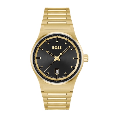 Men's Hugo Boss Candor Gold-Tone IP Watch with Black Dial (Model: 1514077)