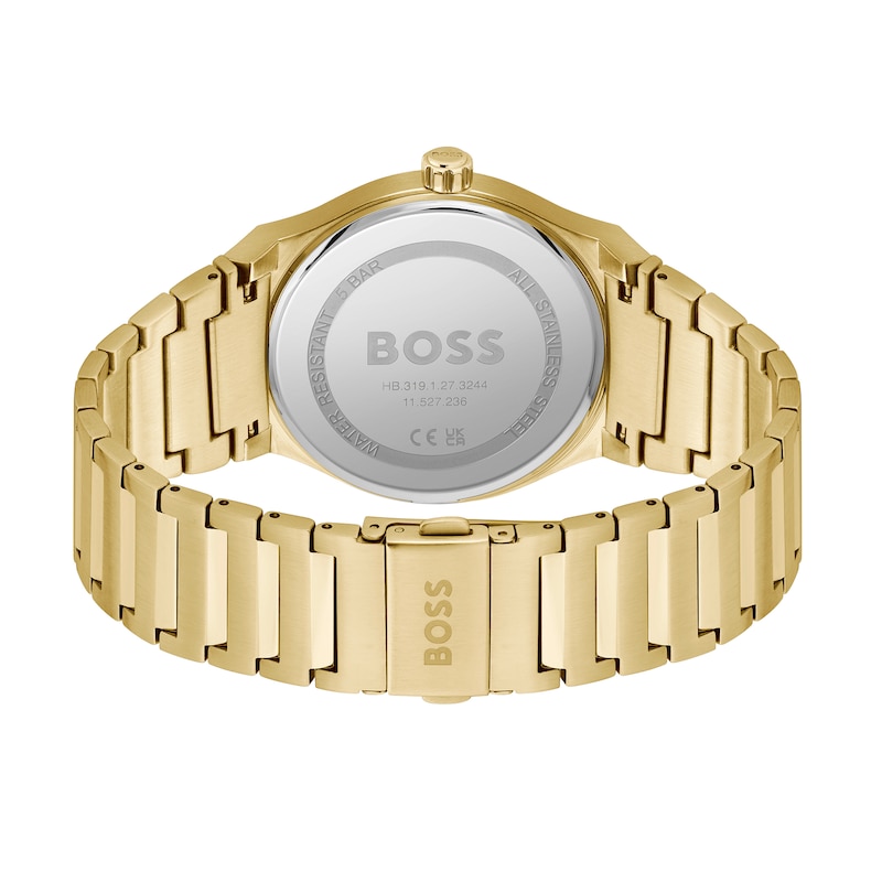 Men's Hugo Boss Candor Gold-Tone IP Watch with Black Dial (Model: 1514077)|Peoples Jewellers