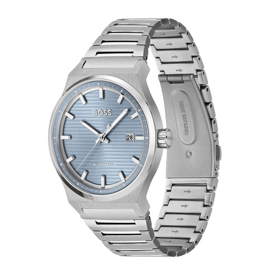 Men's Hugo Boss Candor Automatic Watch with Textured Light Blue Dial (Model: 1514118)