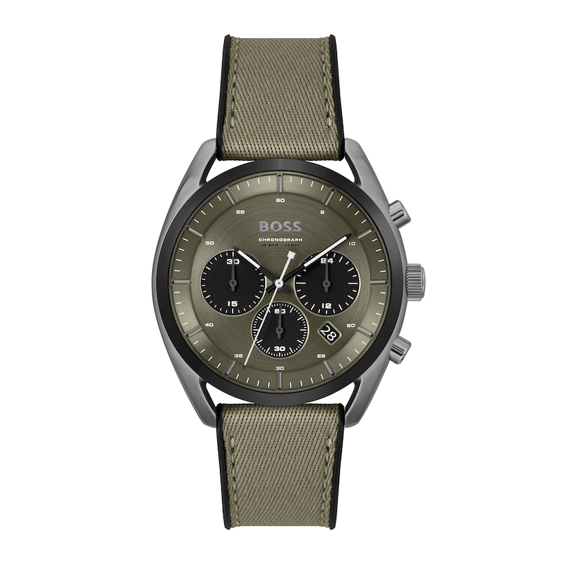 Men's Hugo Boss Top Green Chronograph Silicone Strap Watch with Green Dial (Model: 1514092)