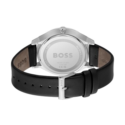 Men's Hugo Boss Tyler Leather Strap Watch with Black Dial (Model: 1514102)