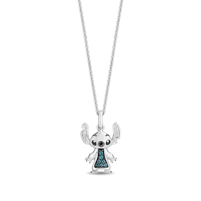 Disney Treasures Lilo and Stitch 0.11 CT. T.W. Diamond and Blue Topaz Pendant and Earrings Set in Sterling Silver