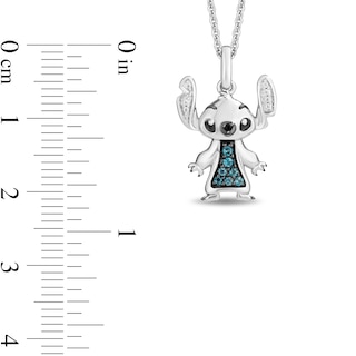 Disney Treasures Lilo and Stitch 0.11 CT. T.W. Diamond and Blue Topaz Pendant and Earrings Set in Sterling Silver