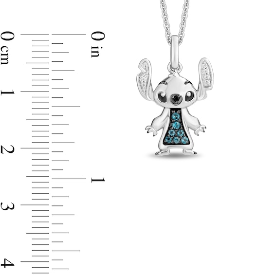 Disney Treasures Lilo and Stitch 0.11 CT. T.W. Diamond and Blue Topaz Pendant and Earrings Set in Sterling Silver