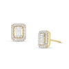 Thumbnail Image 0 of 3.50 CT. T.W. Emerald-Cut Certified Lab-Created Diamond Frame Stud Earrings in 10K Gold (F/VS2)