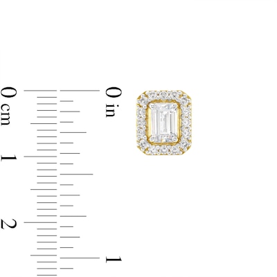 3.50 CT. T.W. Emerald-Cut Certified Lab-Created Diamond Frame Stud Earrings in 10K Gold (F/VS2)