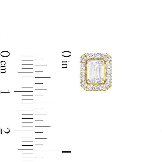 3.50 CT. T.W. Emerald-Cut Certified Lab-Created Diamond Frame Stud Earrings in 10K Gold (F/VS2)