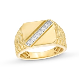 Men's 0.20 CT. T.W. Diamond Cushion Top Nugget Ring in 10K Gold
