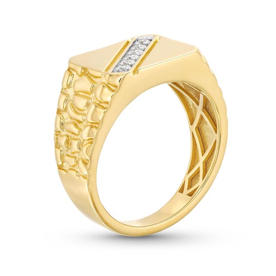 Men's 0.20 CT. T.W. Diamond Cushion Top Nugget Ring in 10K Gold