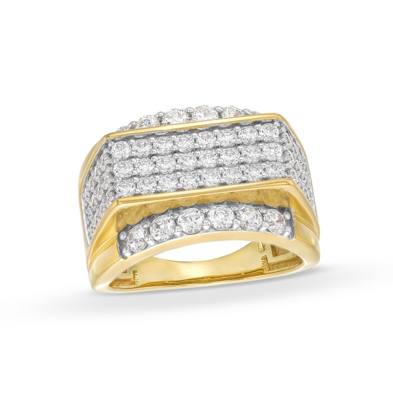 Men's 2.50 CT. T.W. Diamond Rectangular Raised Row Ring in 10K Gold