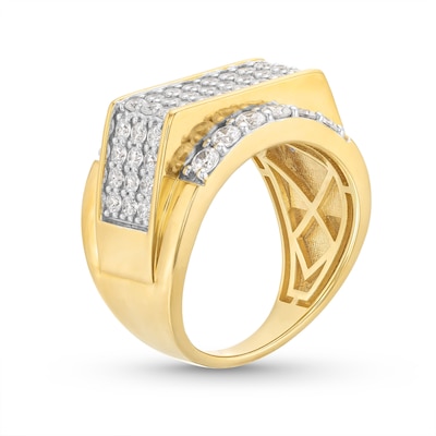 Men's 2.50 CT. T.W. Diamond Rectangular Raised Row Ring in 10K Gold