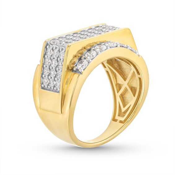 Men's 2.50 CT. T.W. Diamond Rectangular Raised Row Ring in 10K Gold