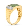 Men's 11.0mm Square-Cut Jade and 0.20 CT. T.W. Diamond Ring in 14K Gold