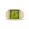 Men's 11.0mm Square-Cut Jade and 0.20 CT. T.W. Diamond Ring in 14K Gold