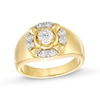 Men's 1.00 CT. T.W. Canadian Certified Diamond Crest Frame Signet Ring in 14K Gold (I/I2)