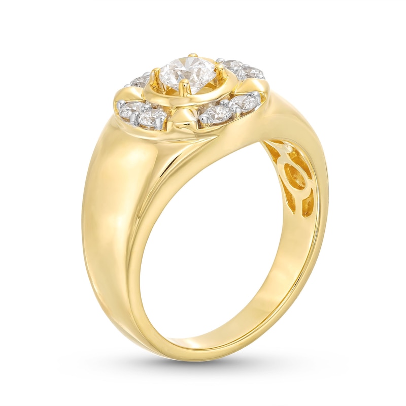 Men's 1.00 CT. T.W. Canadian Certified Diamond Crest Frame Signet Ring in 14K Gold (I/I2)|Peoples Jewellers