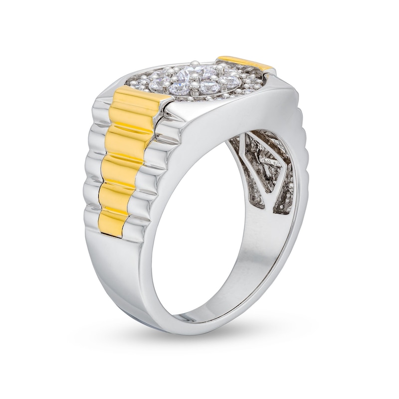 Men's 1.00 CT. T.W. Canadian Certified Diamond Ribbed Shank Ring in 14K Two-Tone Gold (I/I2)|Peoples Jewellers