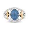 Enchanted Disney Wish Oval Blue Opal and 0.18 CT. T.W. Diamond Stars Ring in Sterling Silver and 10K Gold