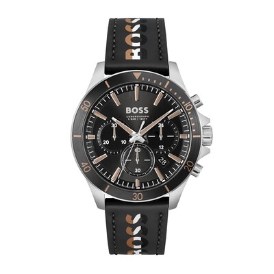 Men's Hugo Boss Troper Chronograph Leather Strap Watch with Black Dial and Brown Accent (Model: 1514121)