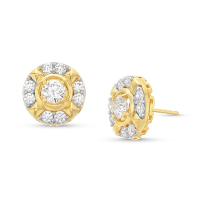 Men's 2.00 CT. T.W. Canadian Certified Diamond Crest Frame Stud Earrings in 14K Gold (I/I2)