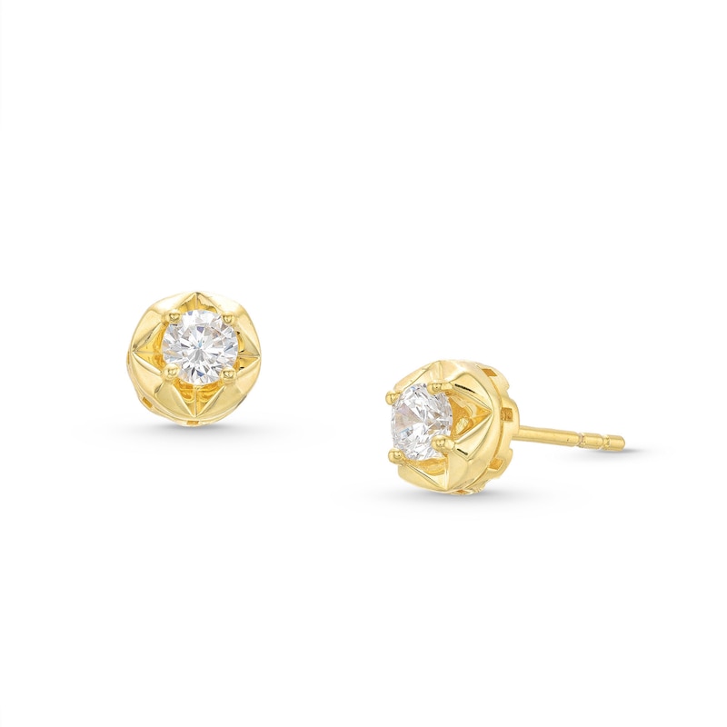 Men's 0.50 CT. T.W. Canadian Certified Diamond Spike Frame Solitaire Stud Earrings in 14K Gold (I/I2)|Peoples Jewellers