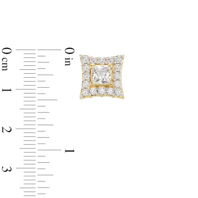 Men's 2.00 CT. T.W. Canadian Certified Diamond Concave Square Frame Stud Earrings in 14K Gold (I/I2