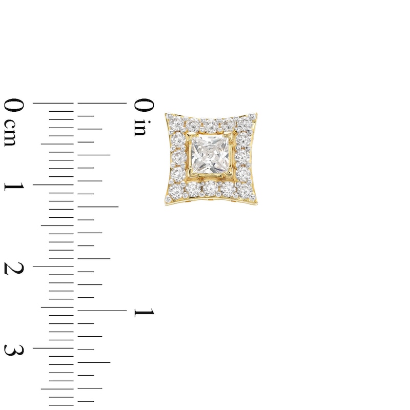 Men's 2.00 CT. T.W. Canadian Certified Diamond Concave Square Frame Stud Earrings in 14K Gold (I/I2|Peoples Jewellers