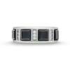 Men's Square-Cut Onyx and 0.15 CT. T.W. Diamond Linear Station Band in 10K White Gold