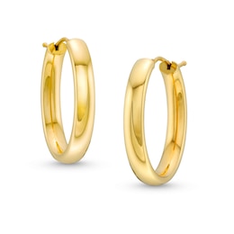 Oval Hoop Earrings in Hollow 18K Gold