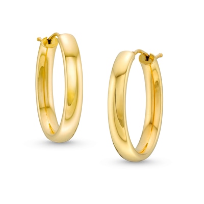 Oval Hoop Earrings in Hollow 18K Gold