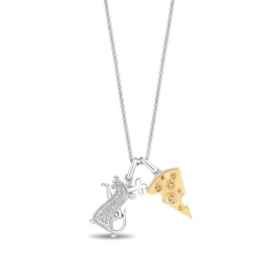 Disney Treasures Ratatouille Citrine Cheese with 0.065 CT. T.W. Diamond Remy Pendant in Sterling Silver and 10K Gold