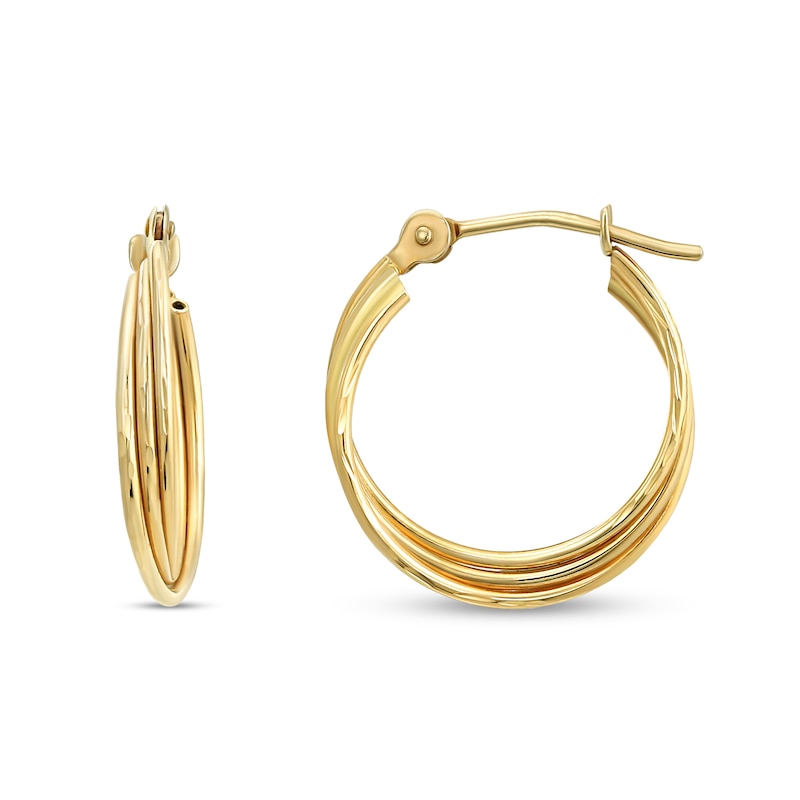 Triple Twist Hoop Earrings in 14K Gold
