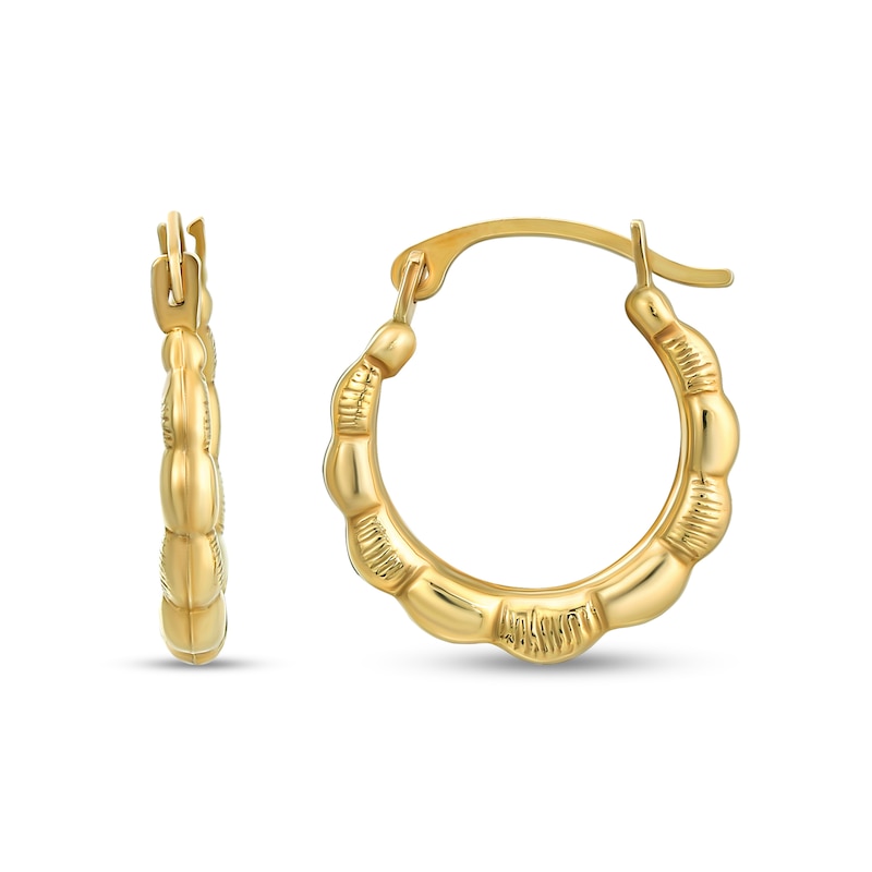 55.0mm Scalloped Hoop Earrings in 14K Gold