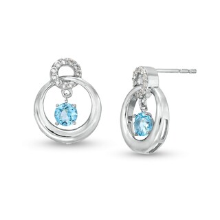 Unstoppable Love™ Swiss Blue Topaz and White Lab-Created Sapphire Circle Stud Earrings in Sterling Silver