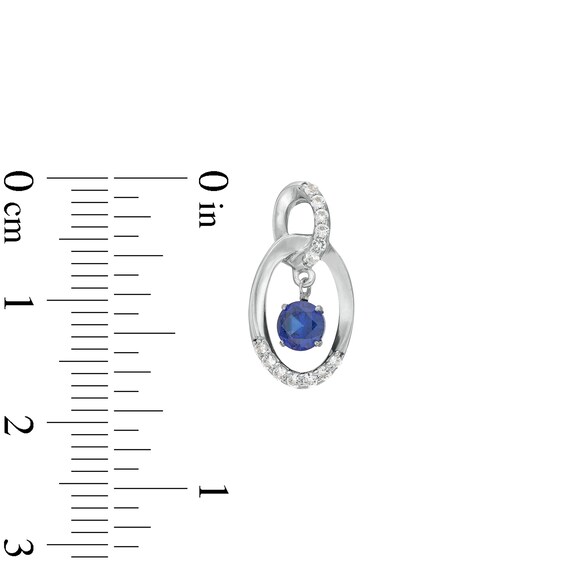 Unstoppable Love™ Blue Lab-Created Sapphire and White Lab-Created Sapphire Oval Stud Earrings in Sterling Silver