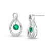 Unstoppable Love™ Lab-Created Emerald and White Lab-Created Sapphire Teardrop Stud Earrings in Sterling Silver