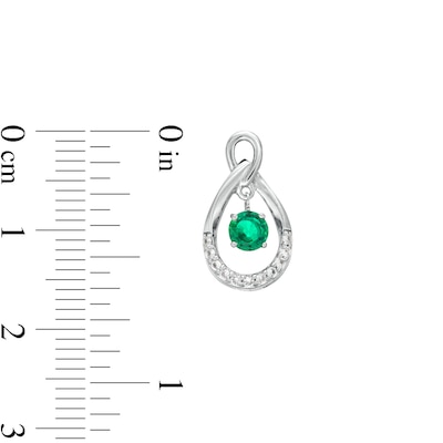 Unstoppable Love™ Lab-Created Emerald and White Lab-Created Sapphire Teardrop Stud Earrings in Sterling Silver