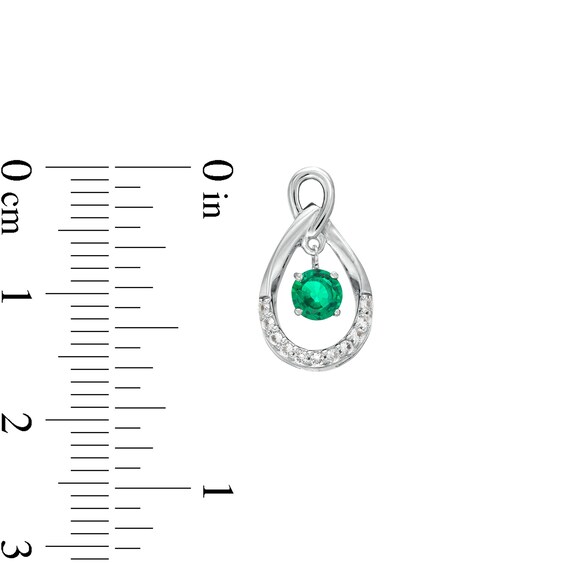 Unstoppable Love™ Lab-Created Emerald and White Lab-Created Sapphire Teardrop Stud Earrings in Sterling Silver