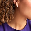 Thumbnail Image 1 of Glitter Enamel J-Hoop Earrings in Hollow 14K Gold