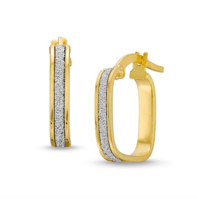 Glitter Enamel Square-Shaped Hoop Earrings in Hollow 14K Gold