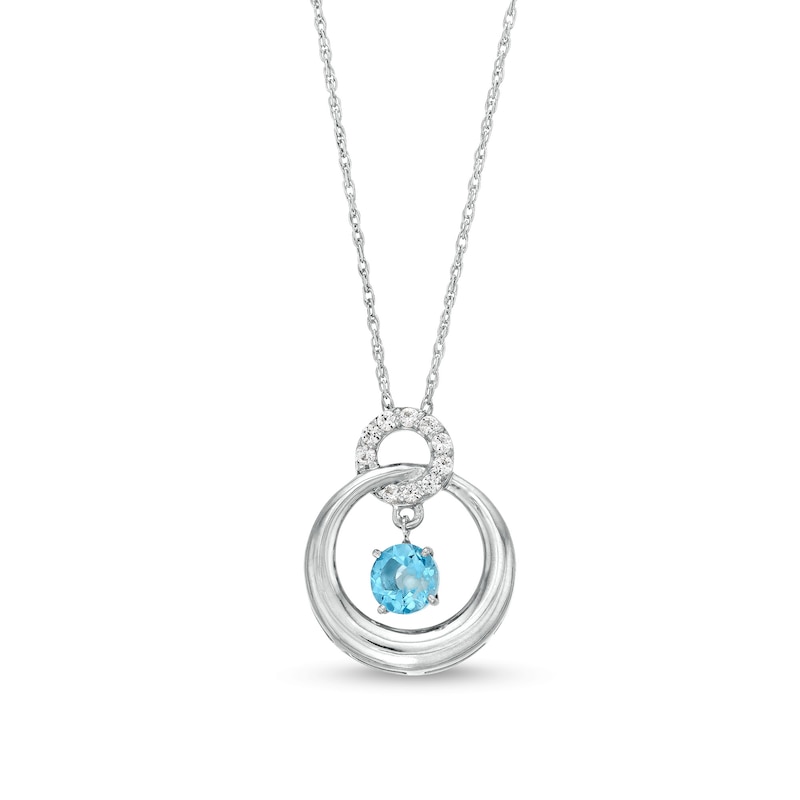 Unstoppable Love™ Swiss Blue Topaz and White Lab-Created Sapphire Circle Pendant in Sterling Silver|Peoples Jewellers