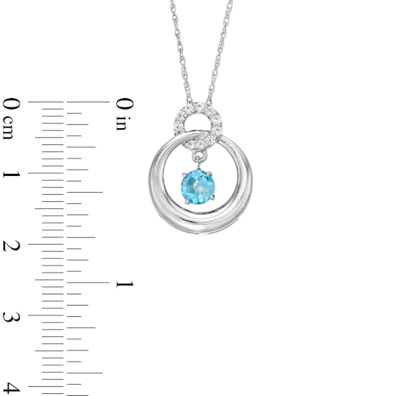 Unstoppable Love™ Swiss Blue Topaz and White Lab-Created Sapphire Circle Pendant in Sterling Silver